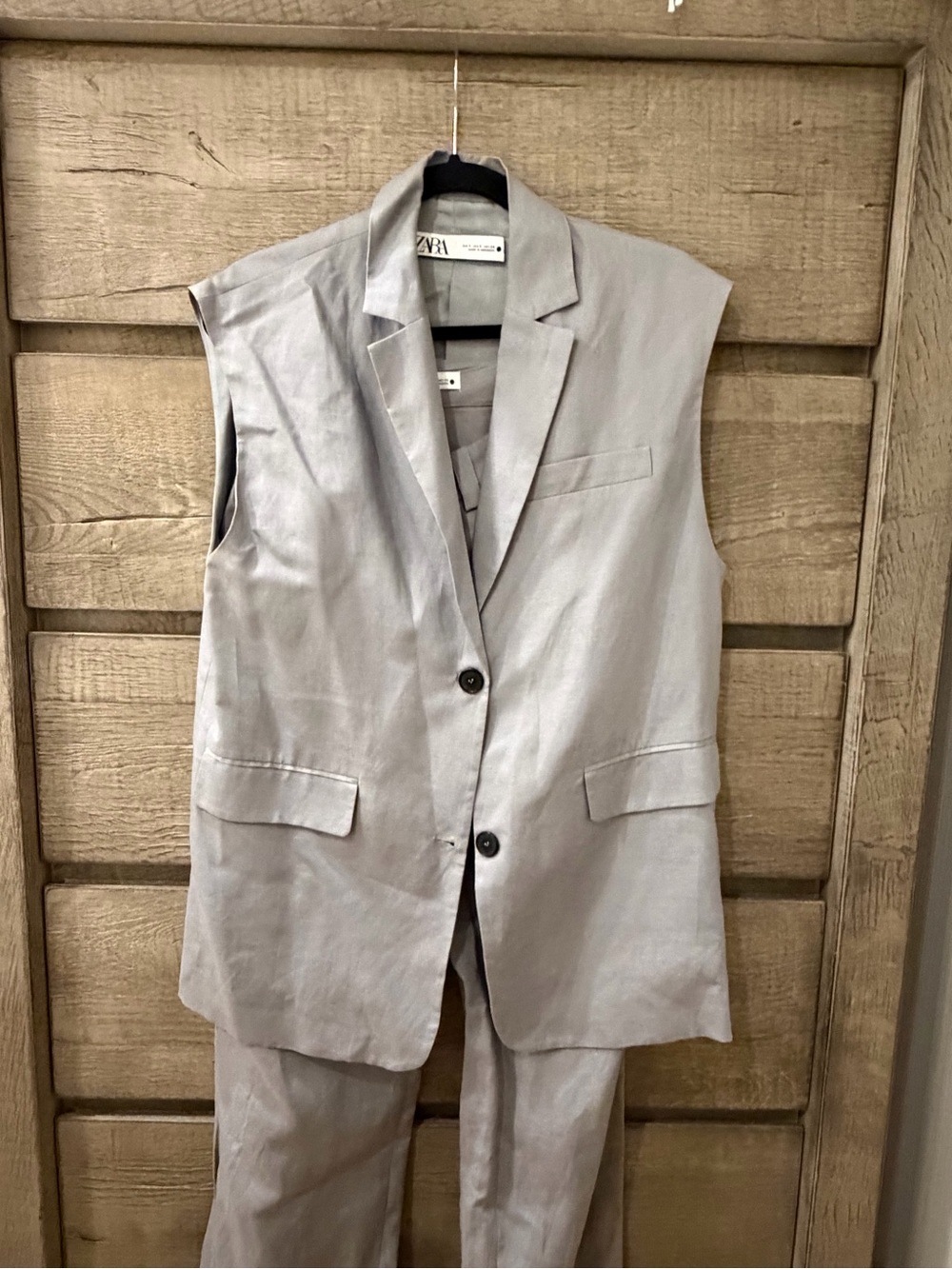 Zara Linen Vest Set w Matching Trousers - size Small - NWOT